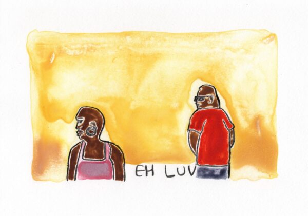 Eh Luv, 2024 Watercolour monotype 17 x 21 cm unframed